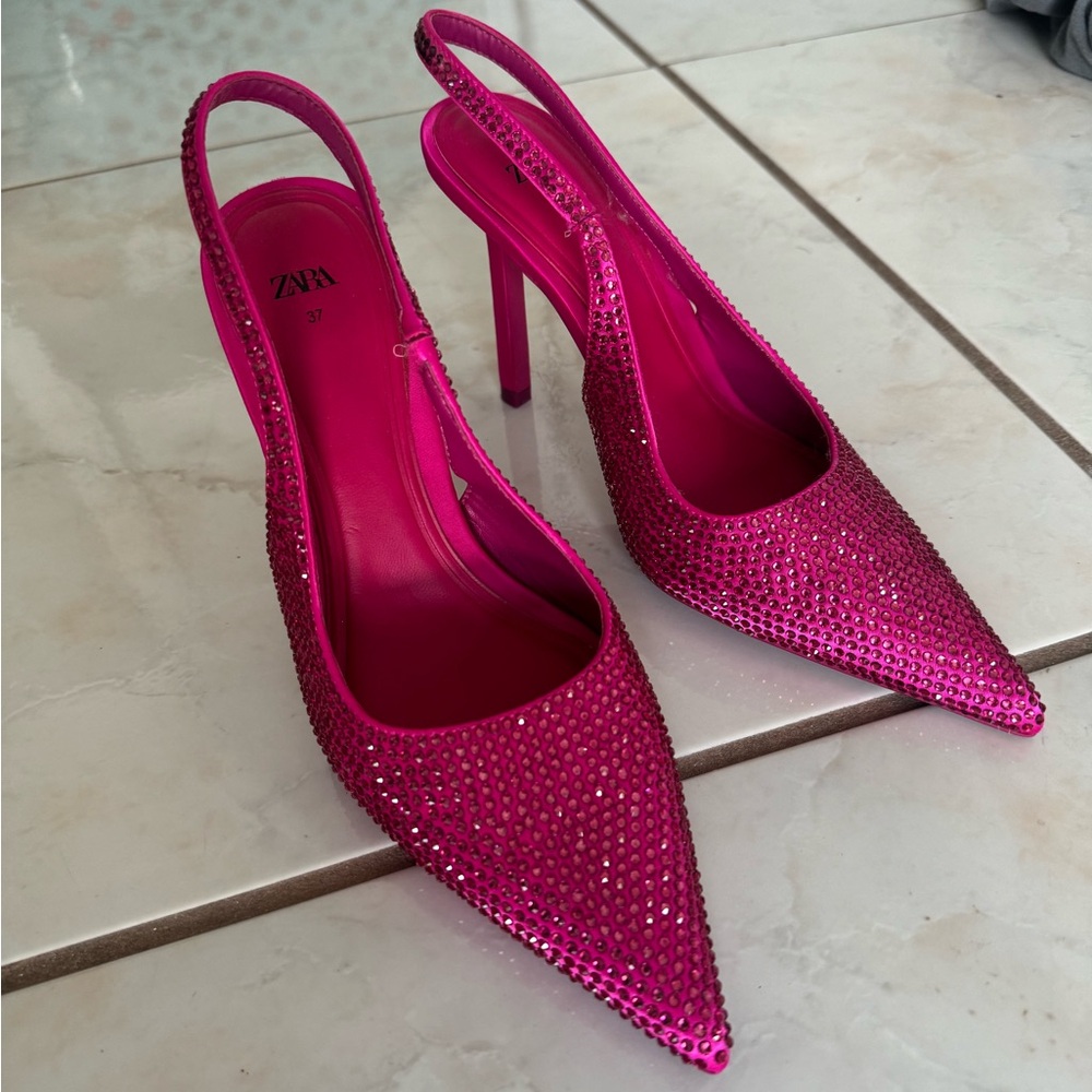 Zara embellished hot pink heels